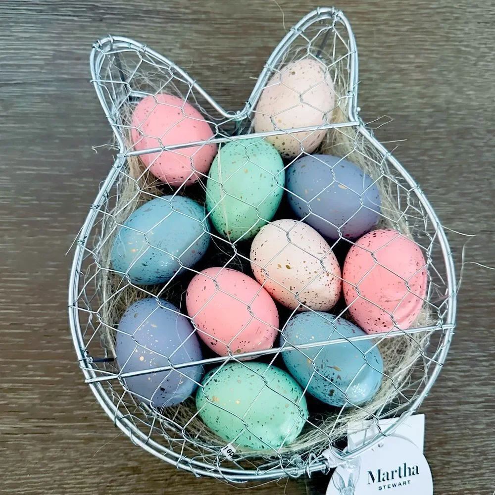 Martha Stewart Speckled Easter Eggs Farmhouse Chicken Wire Decor